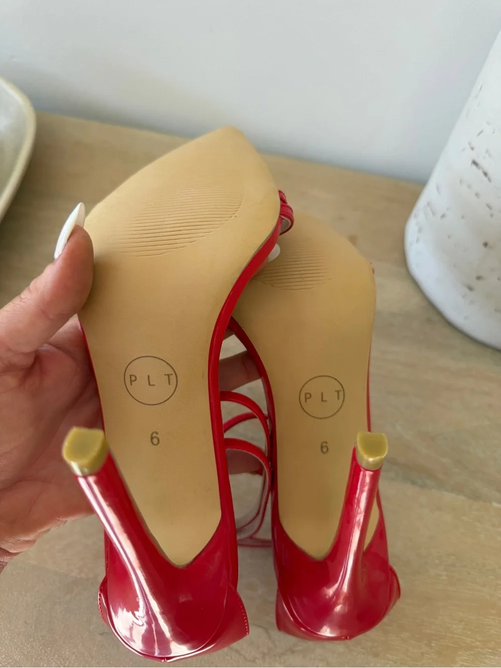 Rare Find PrettyLittleThing Red Strappy Ankle-Tie Pointed Pumps